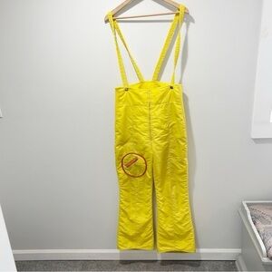 Vintage 70s 80s Snow Bibs Sportcaster Bright Yellow Size Large Vintage Ski Retro